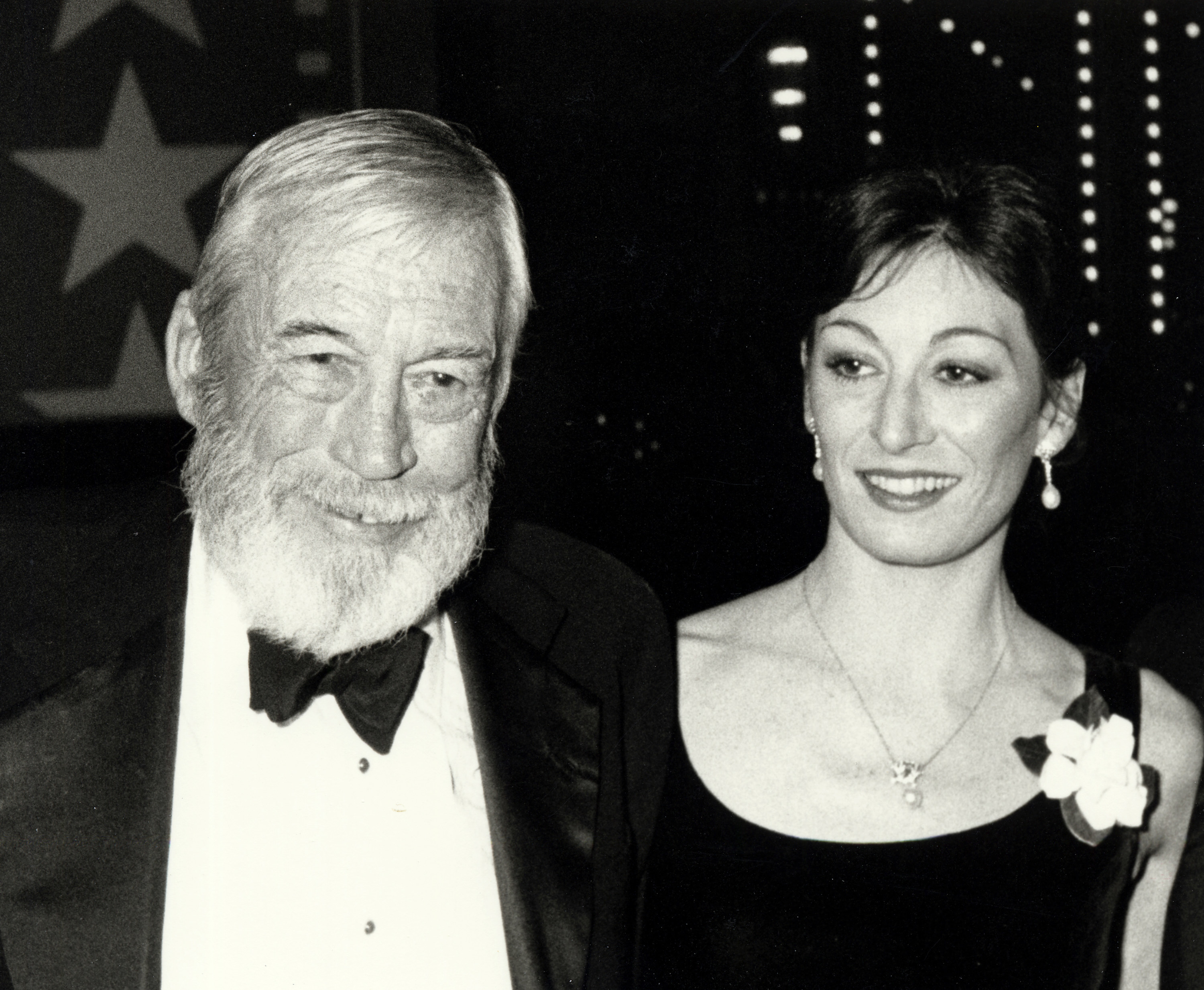 An old photo of John Huston and Anjelica Huston