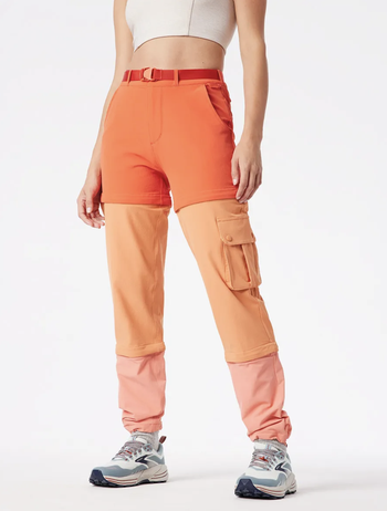 model wearing the colorblocked pants