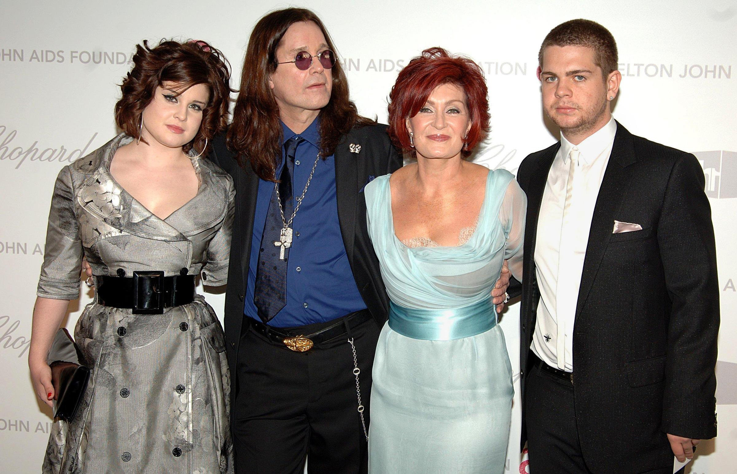 Ozzy, Sharon, Kelly, and Jack Osbourne on a red carpet