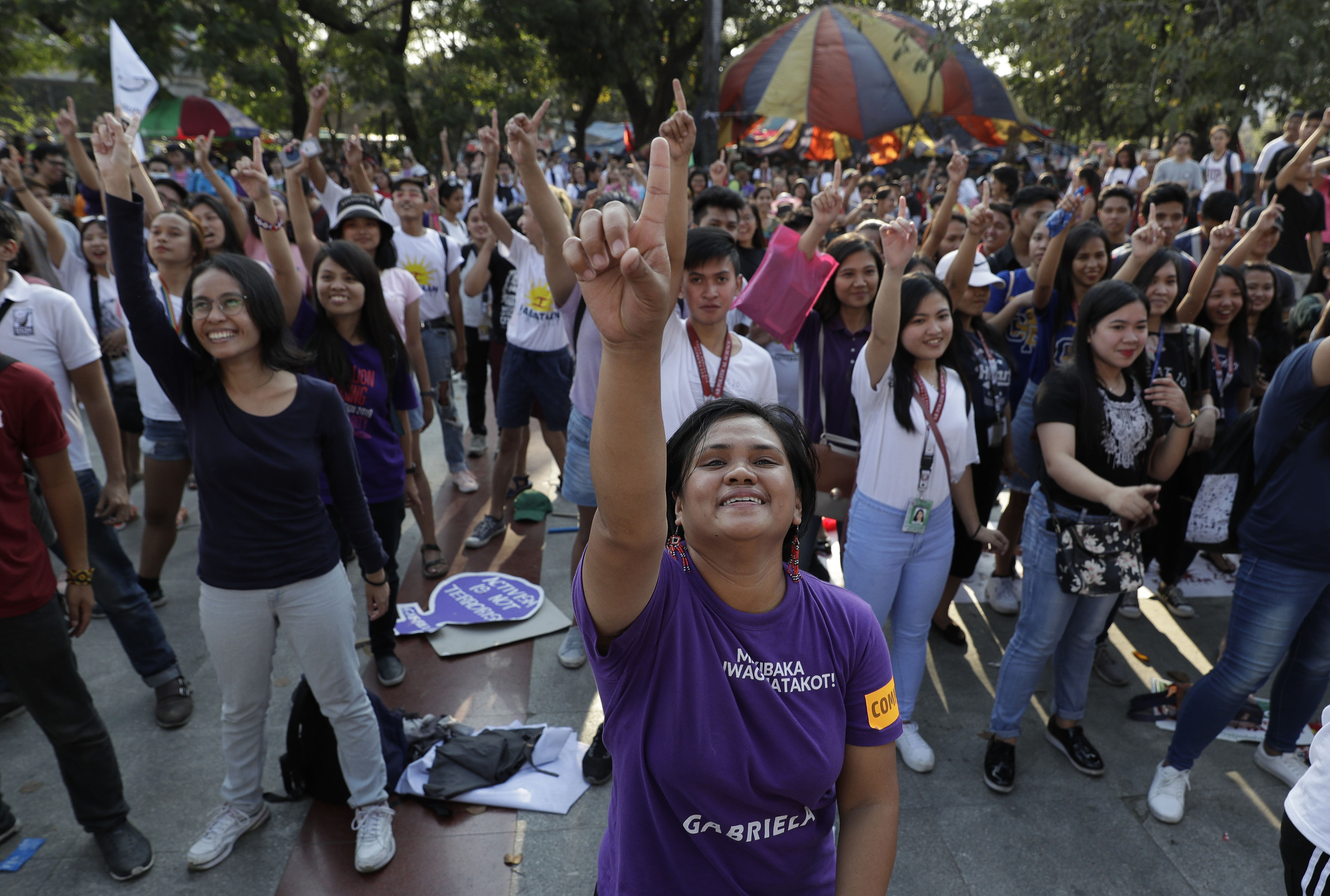 Women celebrating International Women&#x27;s Day in the Philippines