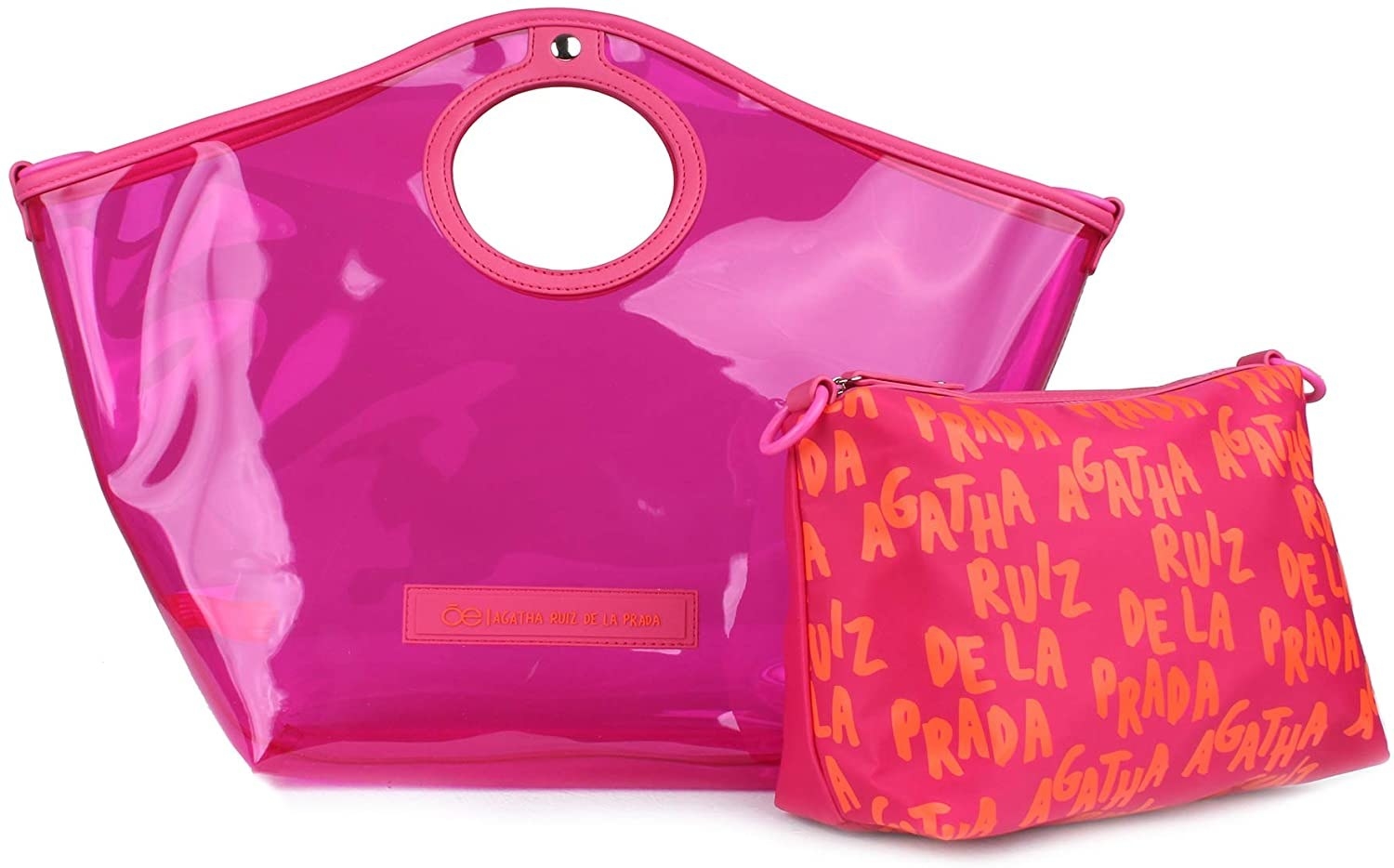 Set de bolsa y cosmetiquera rosas