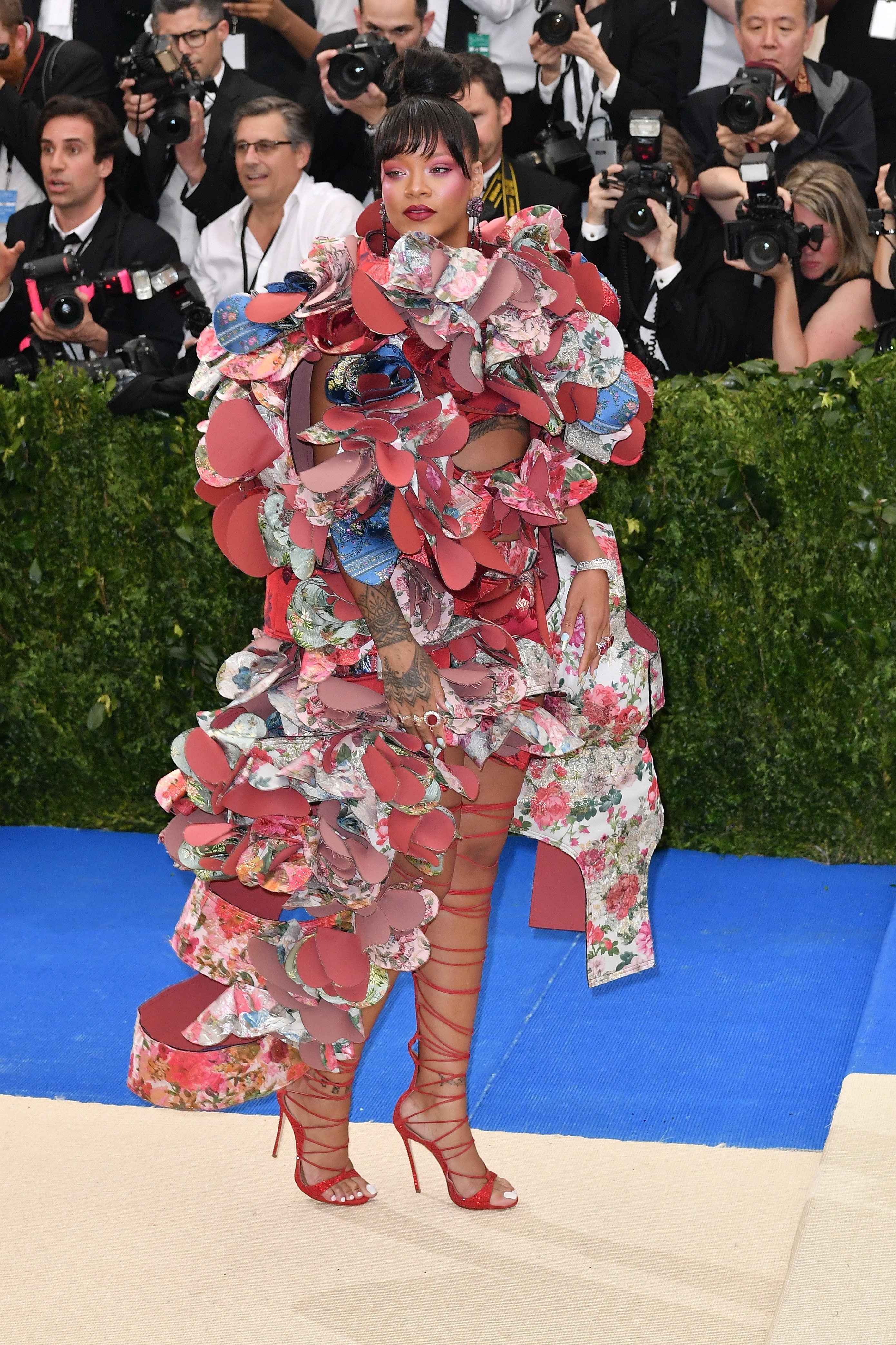 Rihanna posing at the Met Gala in 2017