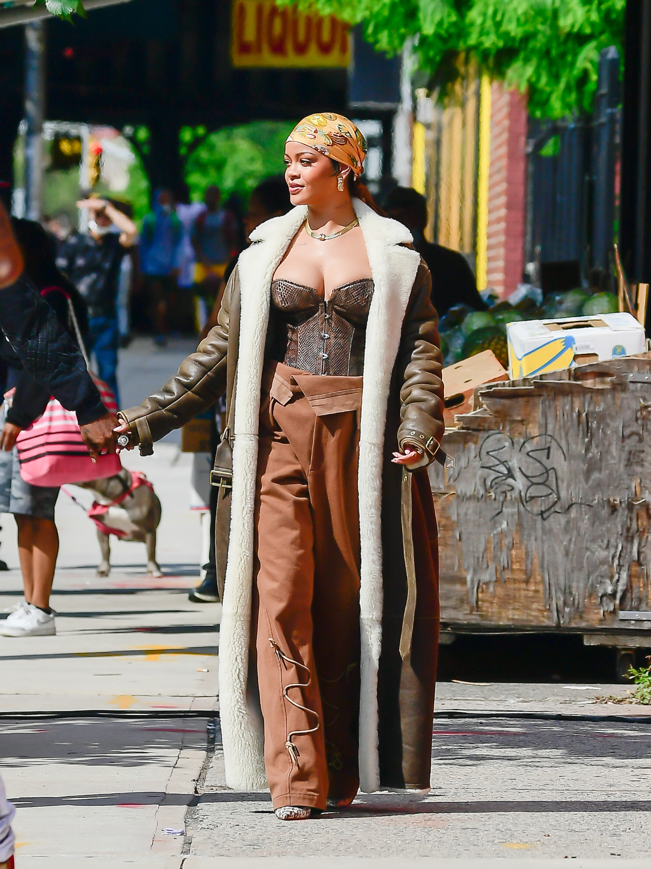 Rihanna walking in New York street
