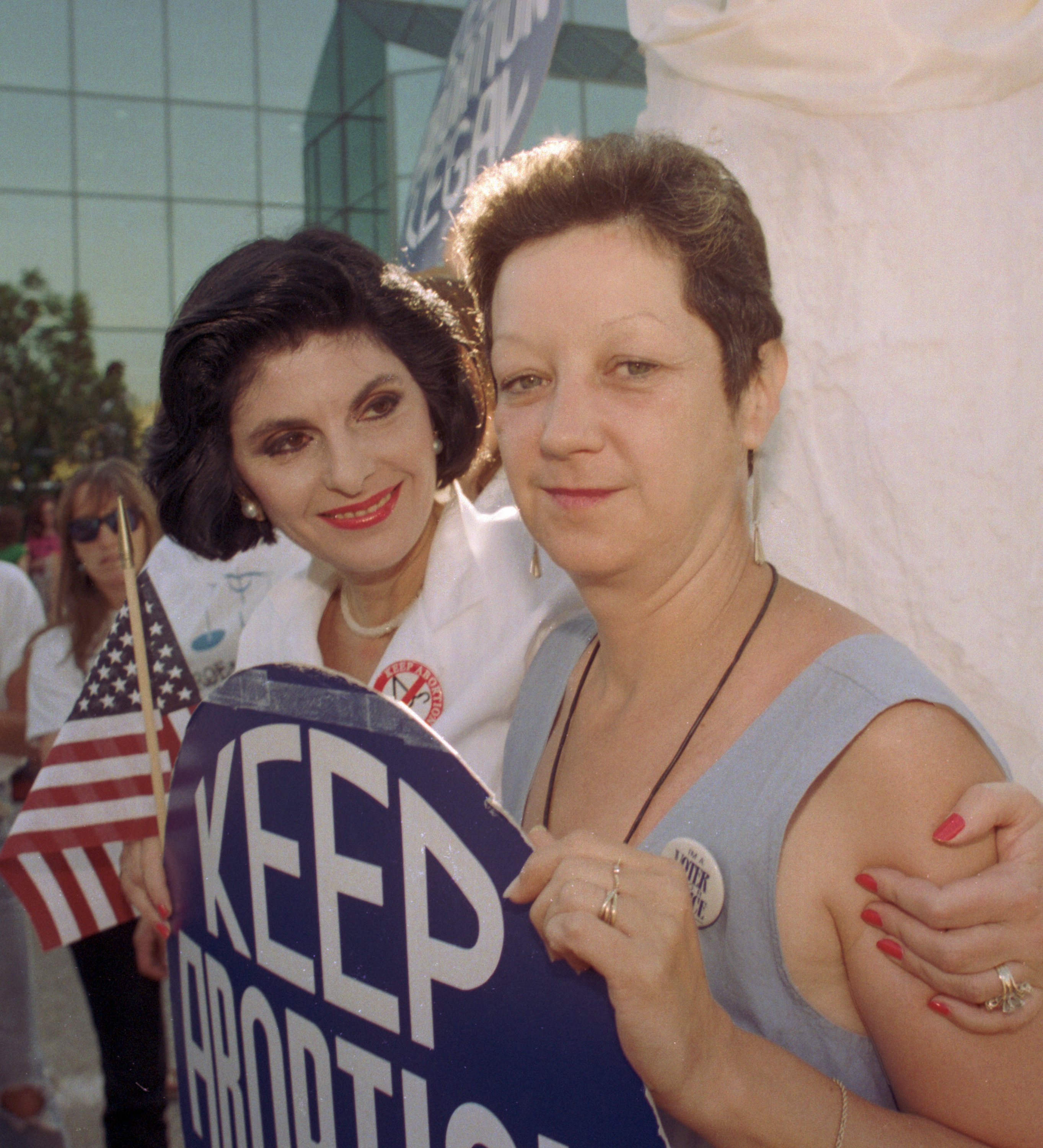 Attorney Gloria Allred and Norma McCorvey at a Pro Choice Rally in Burbank, California 1989