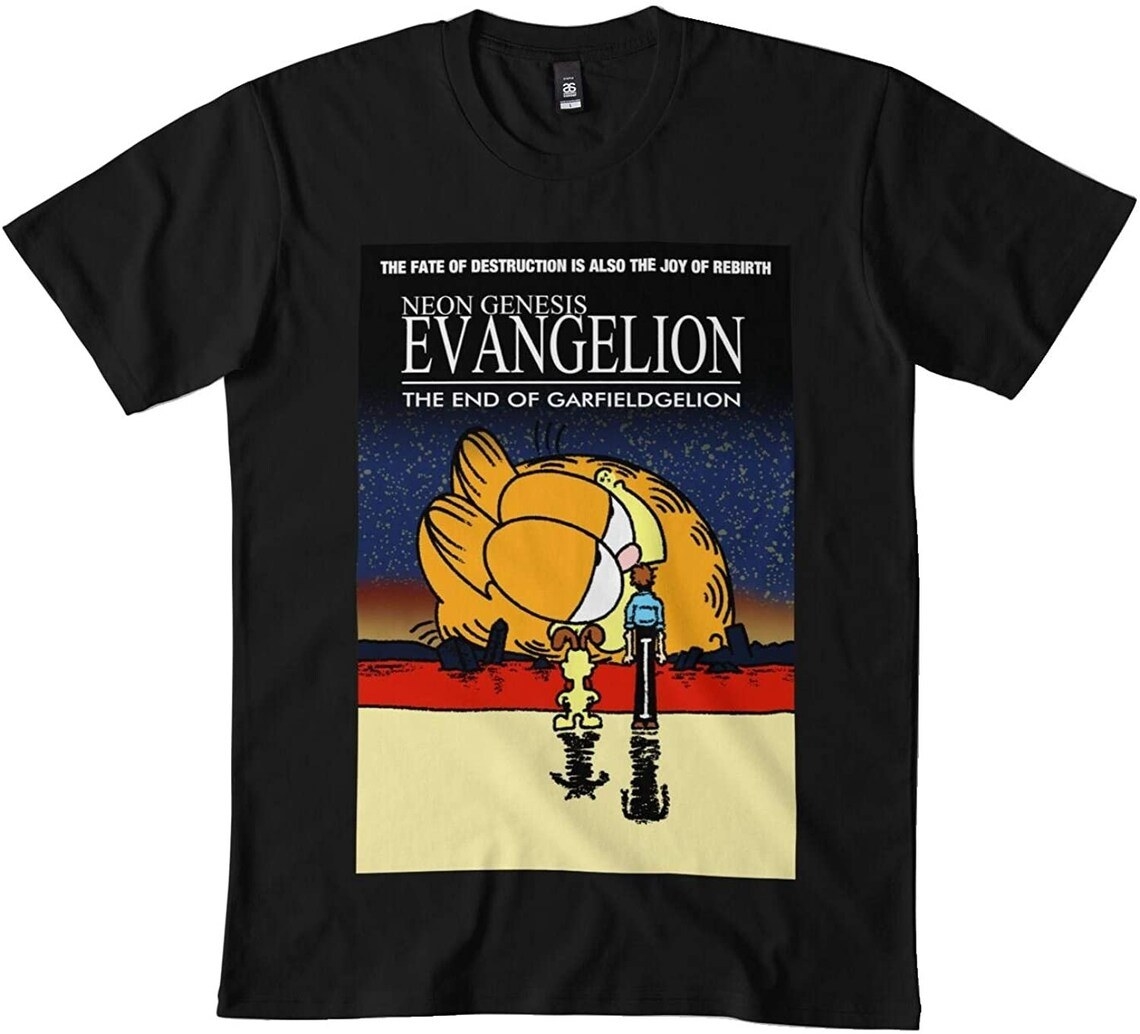 t shirt that says neon gensis evangelion the end of garfieldgelion
