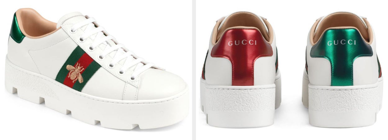 Two images of the Gucci platform shoes