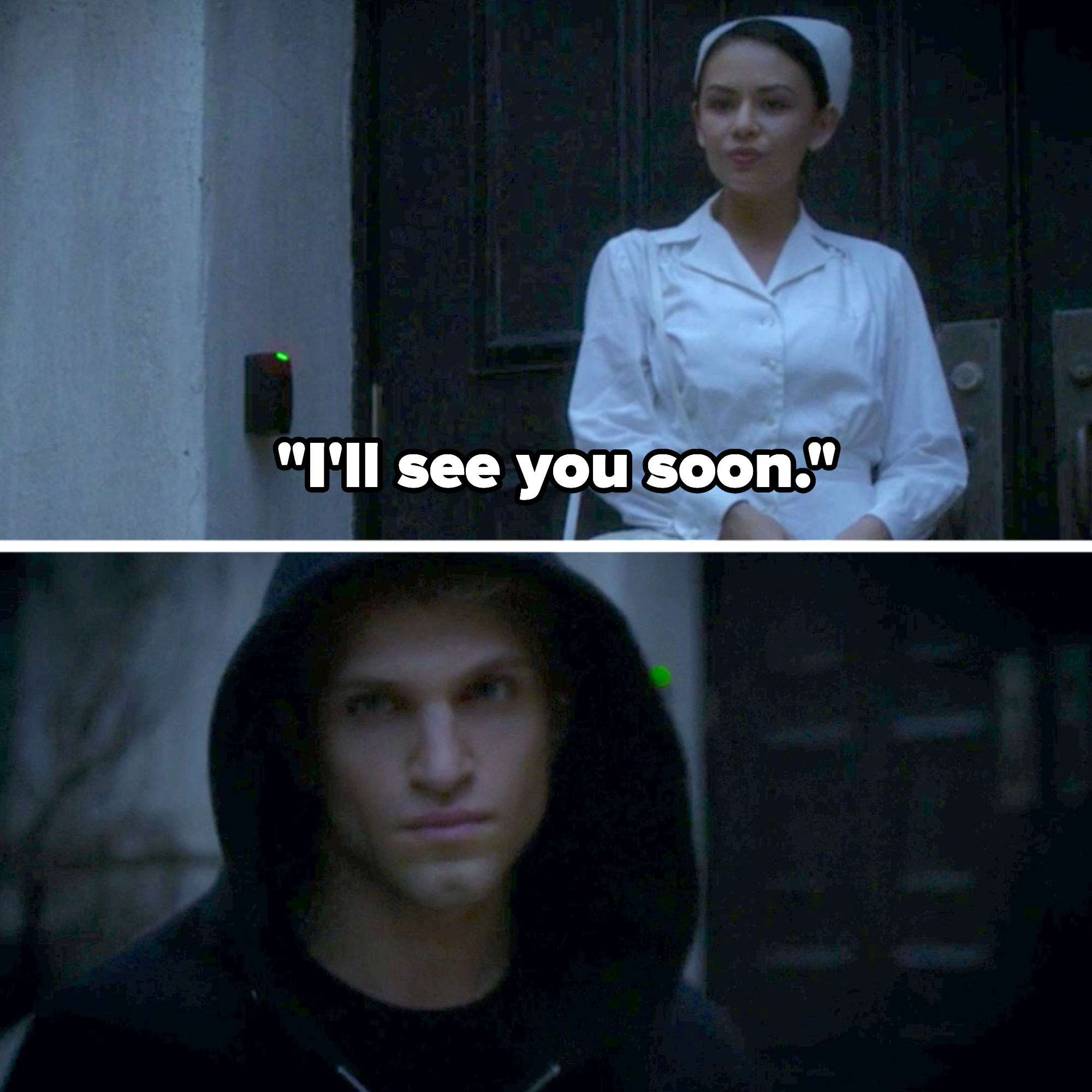 Mona says &quot;I&#x27;ll see you soon&quot; to someone in a hoodie — the person turns and it&#x27;s Toby
