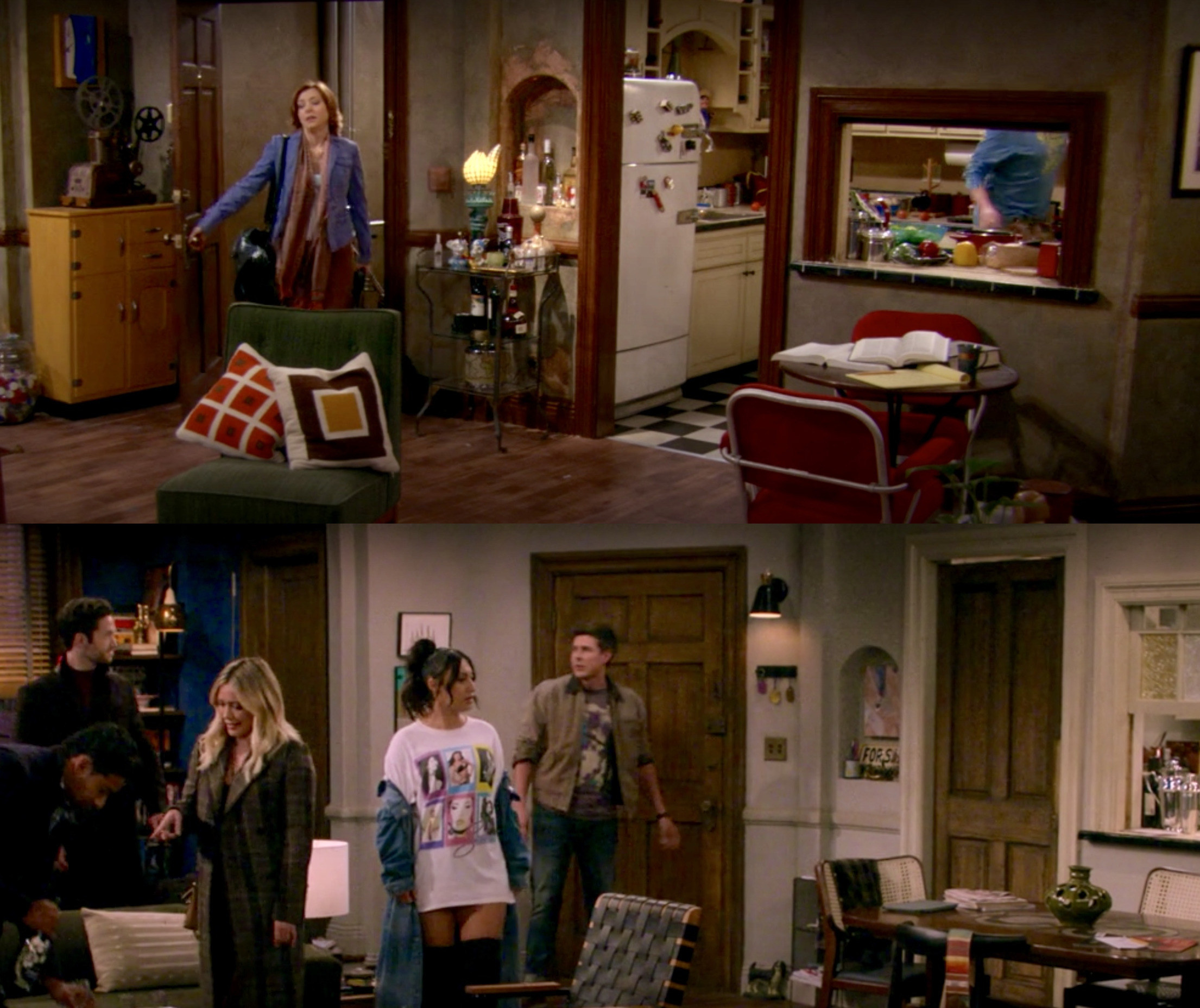 The HIMYM apartment (top) and the HIMYF apartment (bottom) turn out to be the same one.