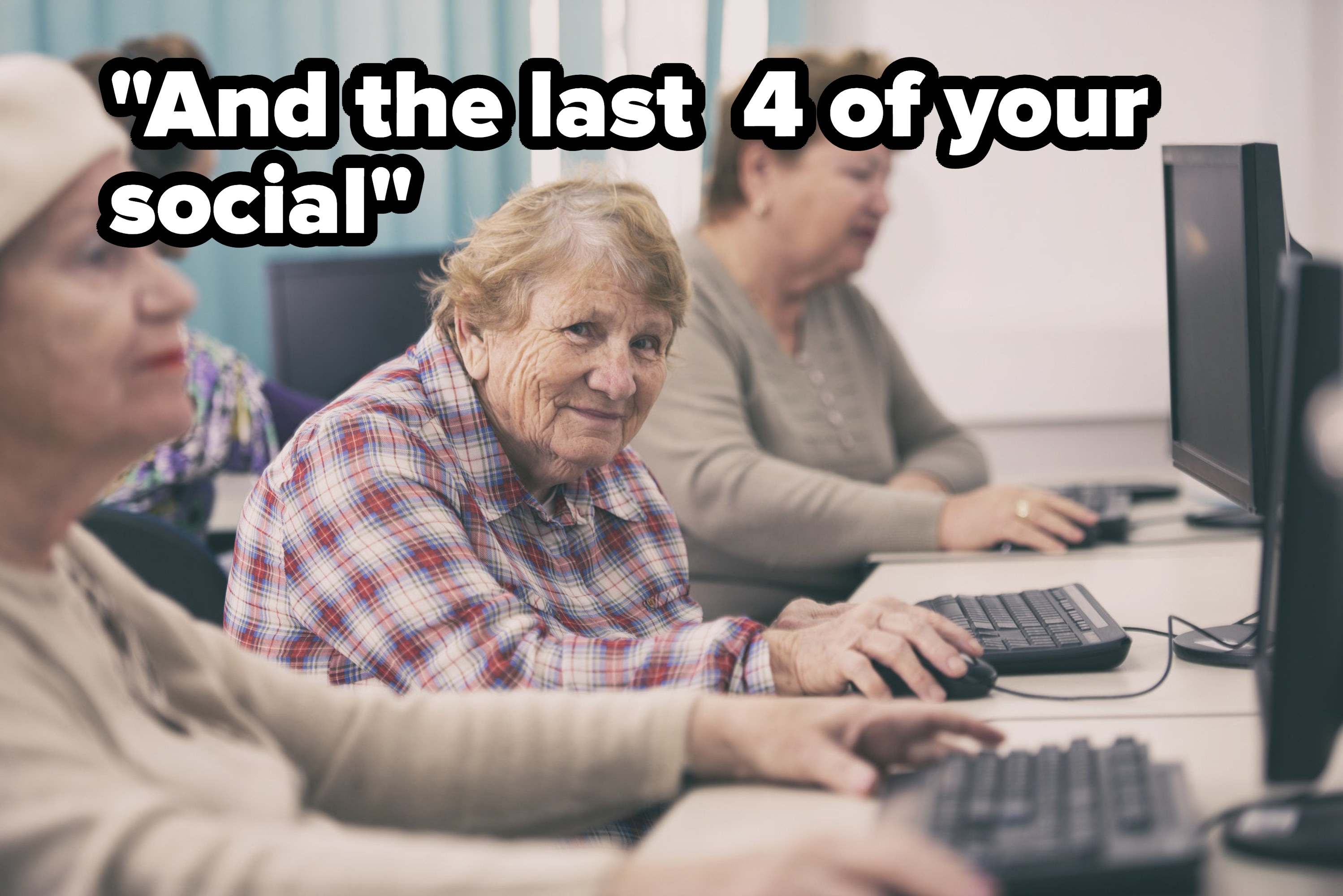 an old woman trying to remember her social