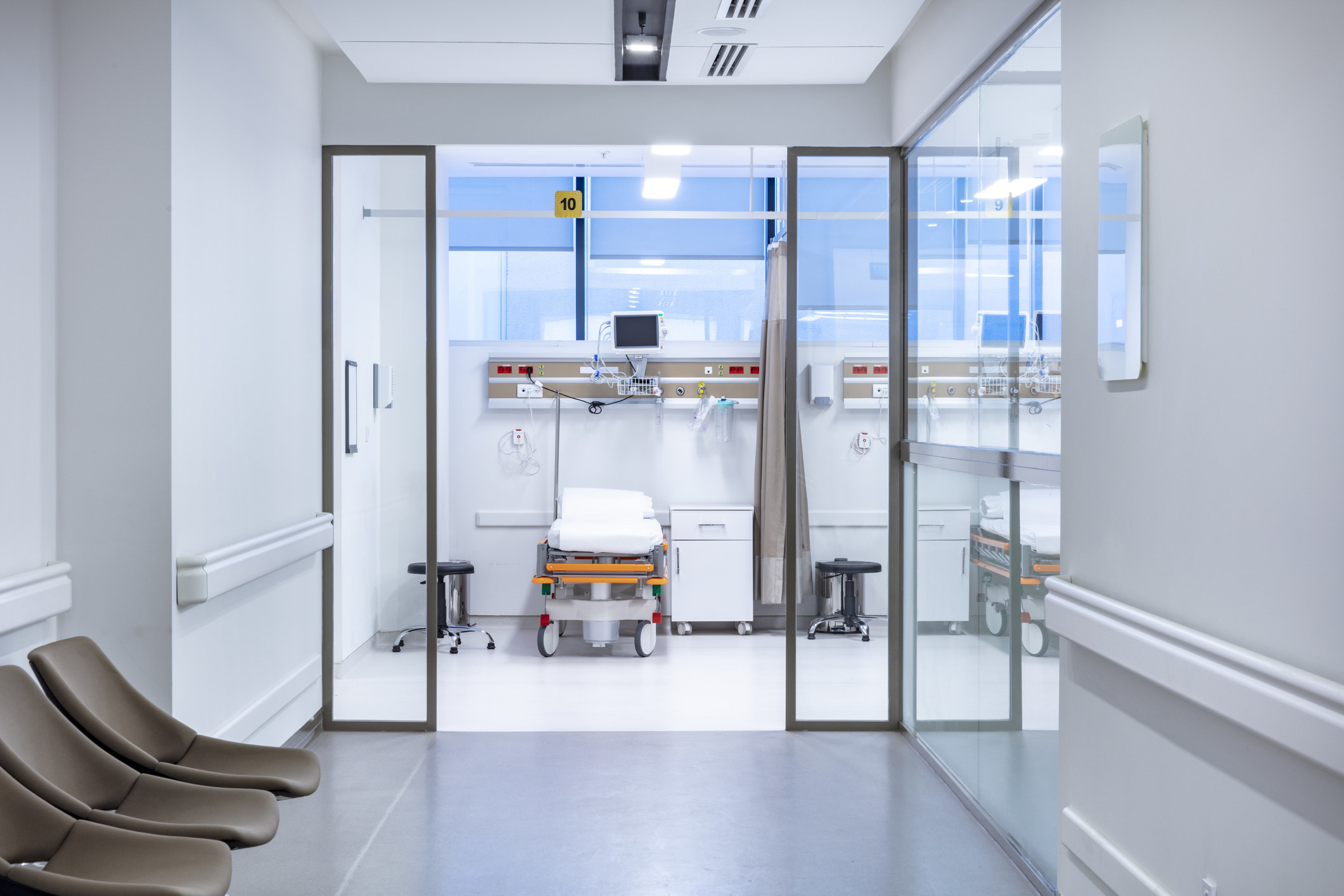 A stock image of the outside of an emergency room in a hospital