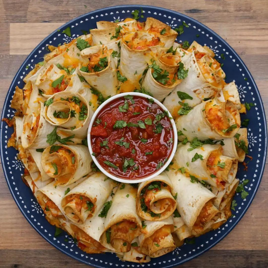 A plate of rolled quesadillas