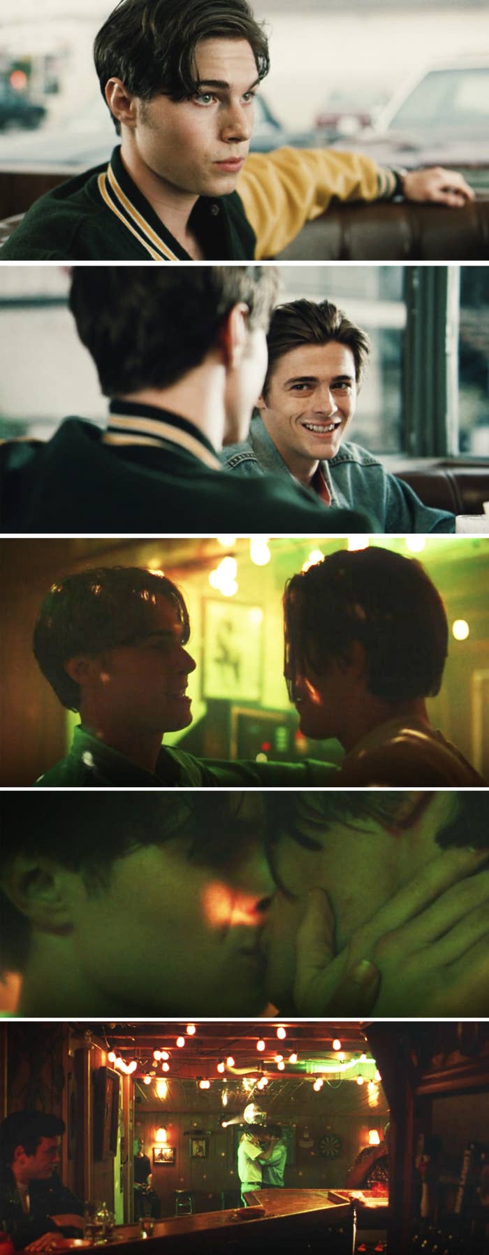 Cal and Derek dancing and kissing each other