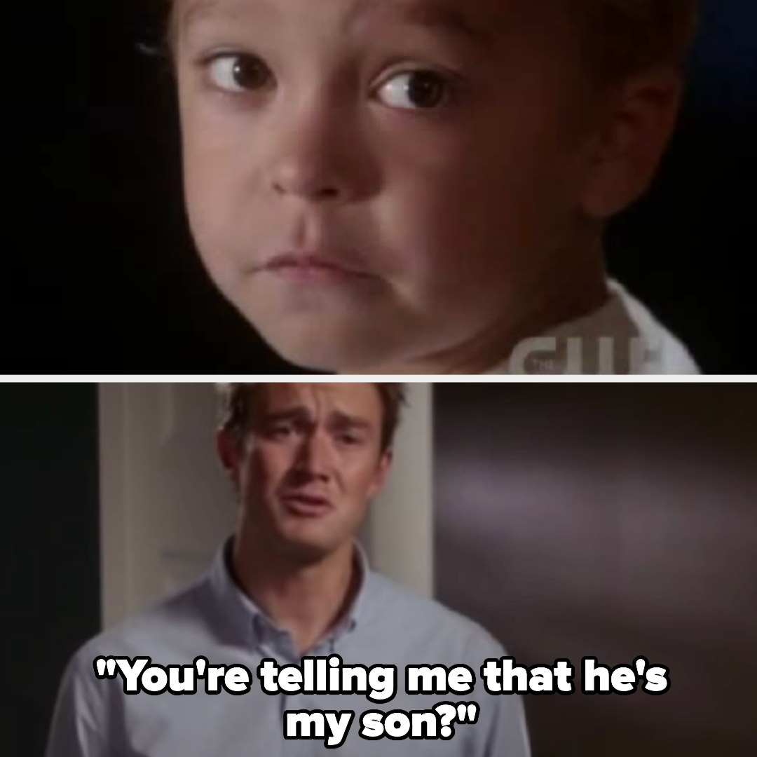 Clay looking at Logan then saying &quot;You&#x27;re telling me that he&#x27;s my son?&quot;