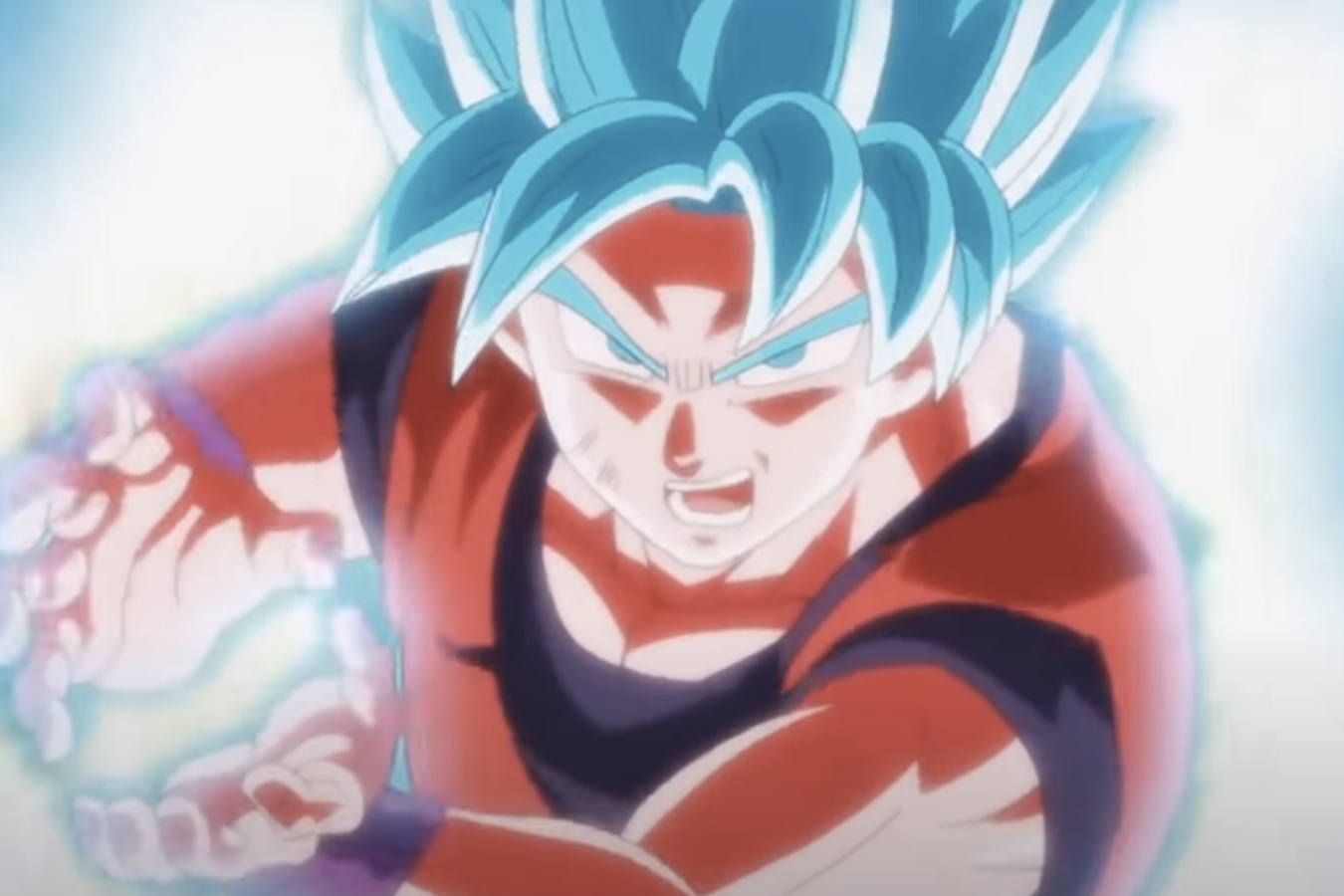 Goku in god mode about to do a kamehameha