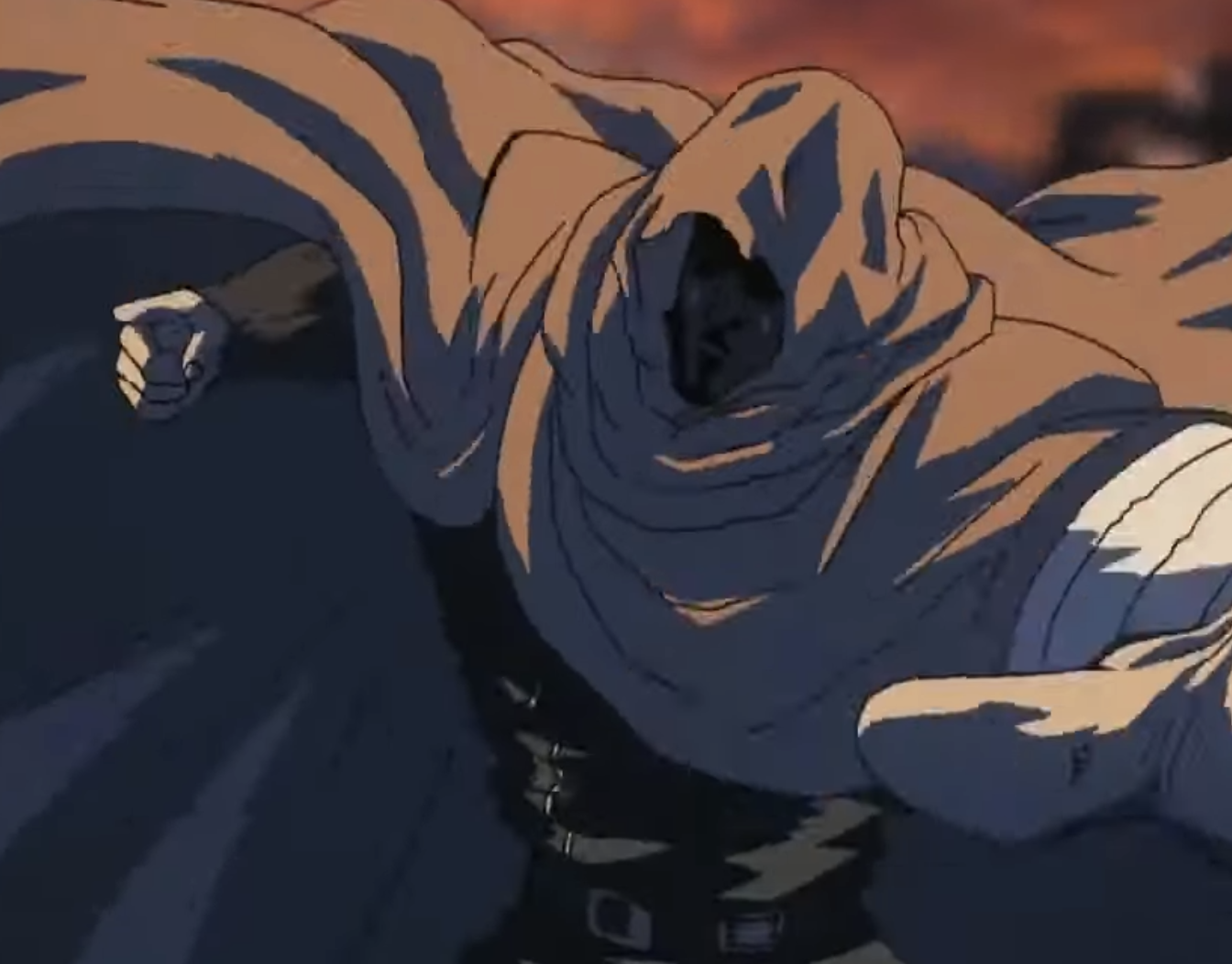 Kenshiro in a cloak about to attack with his index finger