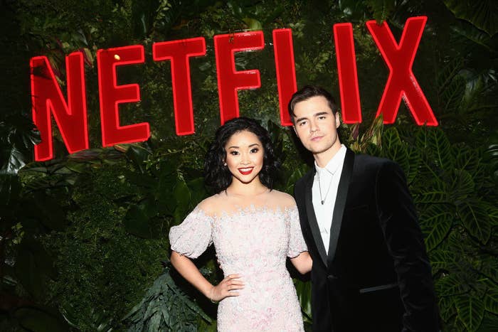 Lana and Anthony posing at a Netflix event