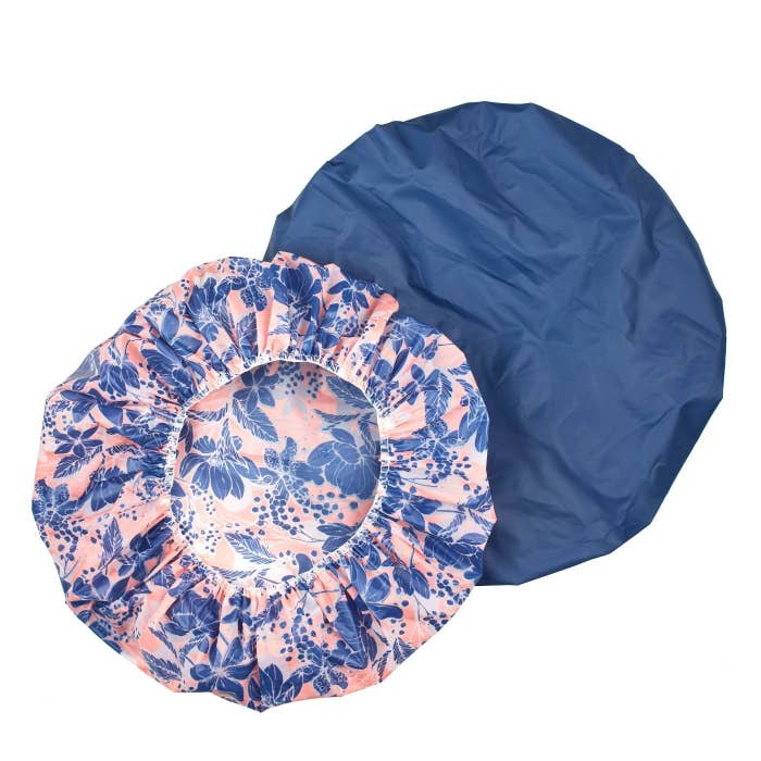 An image of a pack of two shower caps