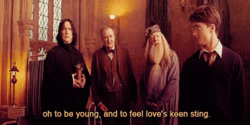 Dumbledore says &quot;oh to be young, and to feel love&#x27;s keen sting&quot; while looking at Ron in the hospital wing.