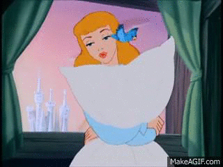 Cinderella dancing with a pillow