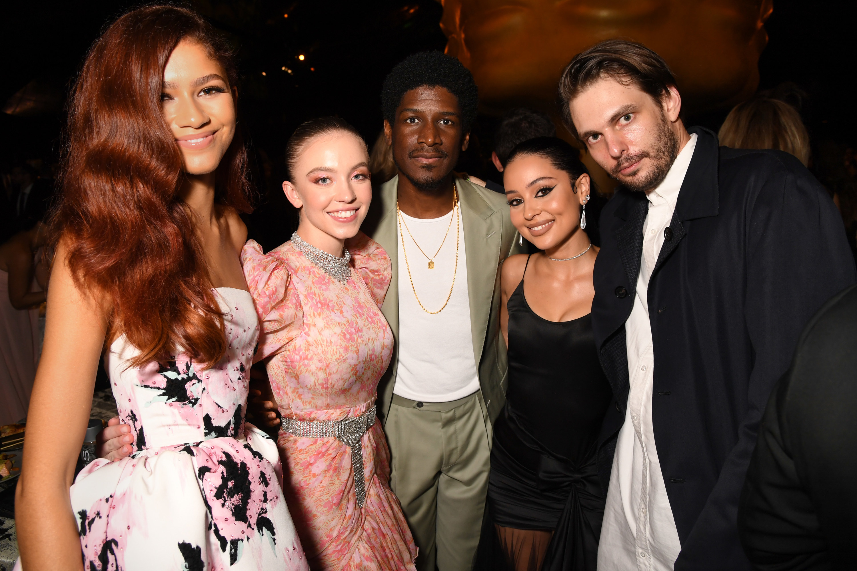 Labrinth posing at an event with Sydney Sweeney, Zendaya, and Alexa Demie