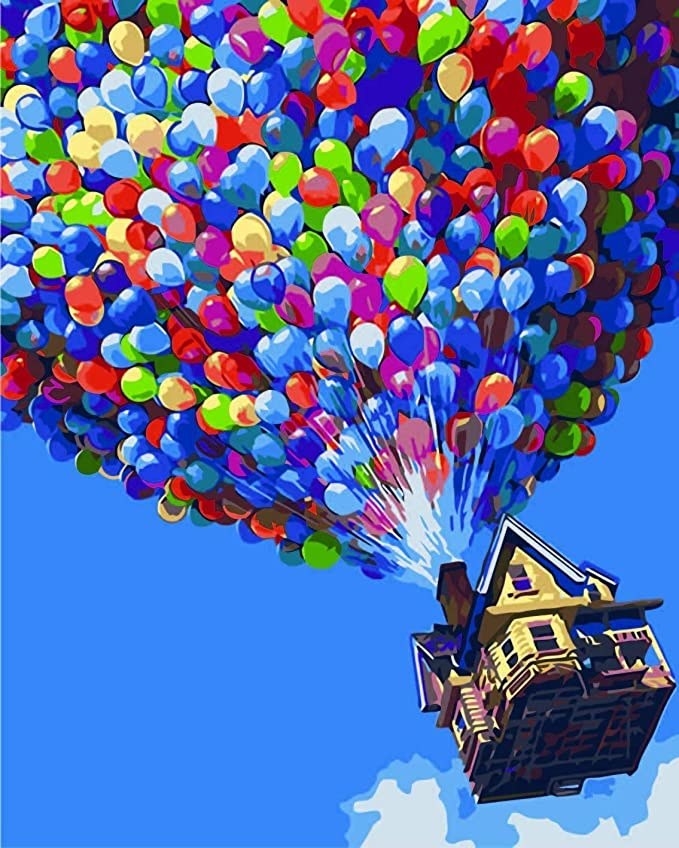 Completed paint by numbers canvas of the house from &quot;up&quot;