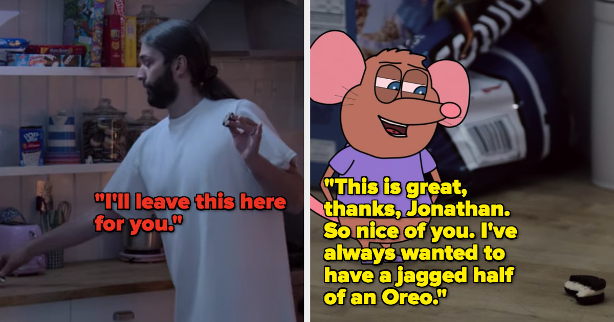Jonathan offers to split his Oreo with Jonathan Van Mouse, who is not super into this offering