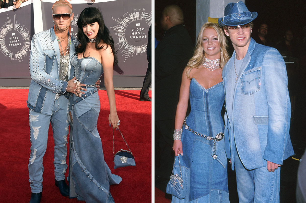 all-denim dress and suit