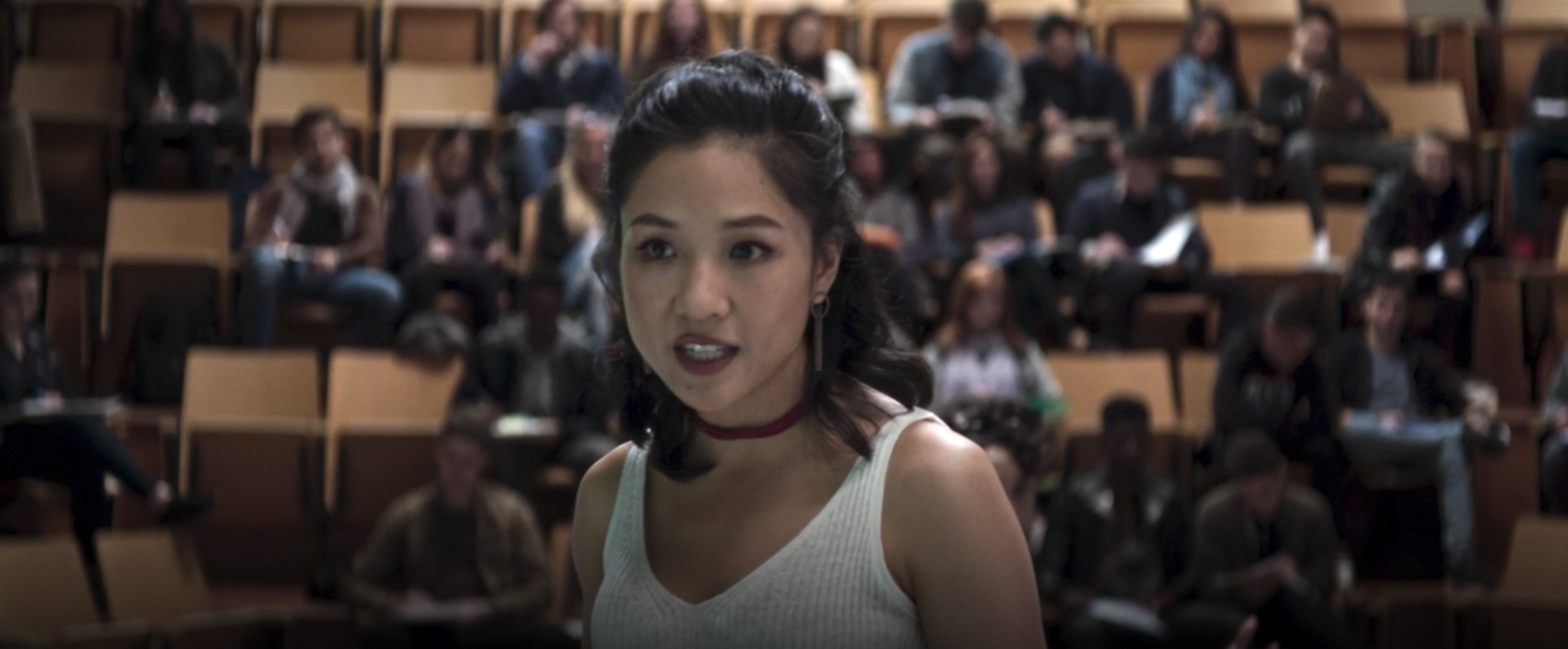 Coonstance Wu as Professor Rachel Chu delivers a lecture to her college class in &quot;Crazy Rich Asians&quot;