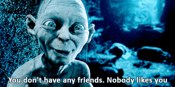 Gollum in lord of the rings says you don&#x27;t have any friends nobody likes you