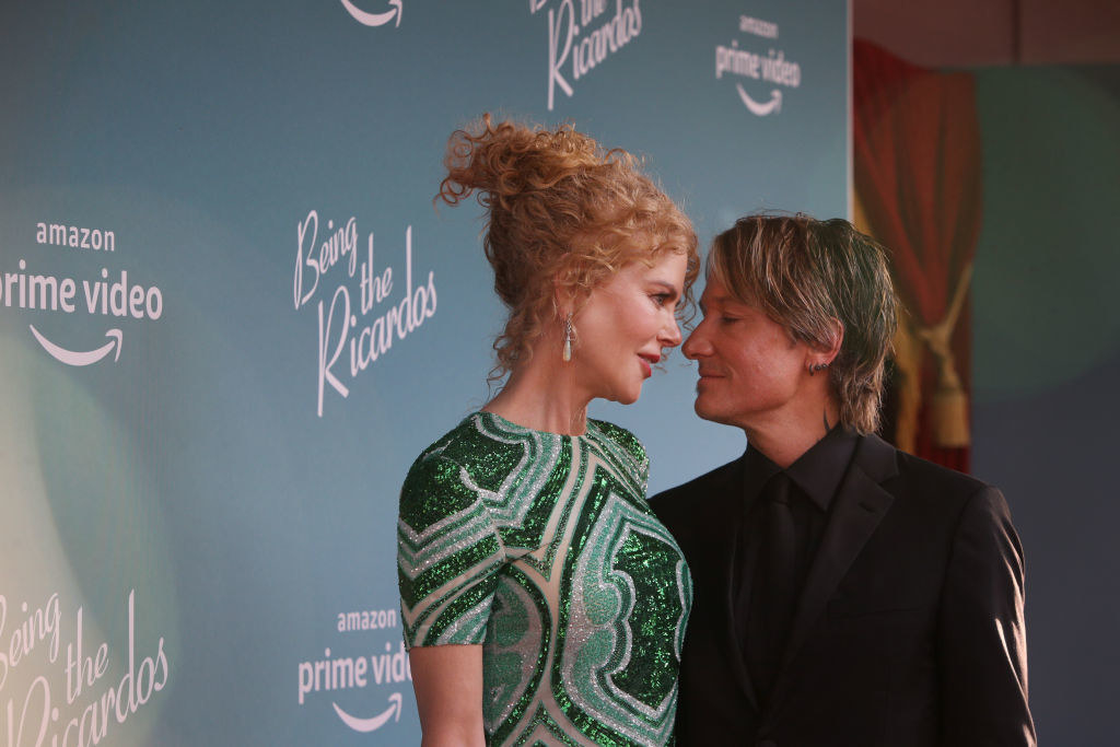 nicole with her husband keith urban at the premiere of Being the Ricardos