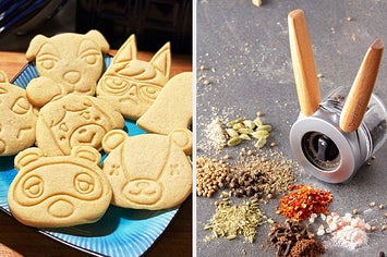 animal crossing cookies and a spice grinder