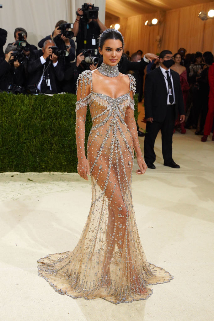 kendall is at the met gala in a diamond gown