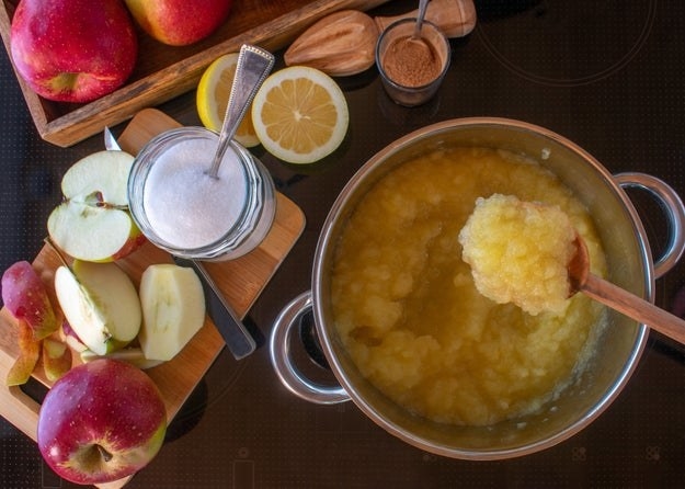 Making homemade apple sauce.