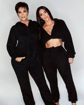 kris jenner and kim kardashian in coordinating black cozy outfits