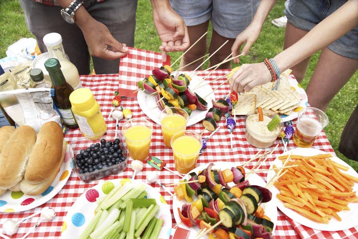 A table filled with Game Day food