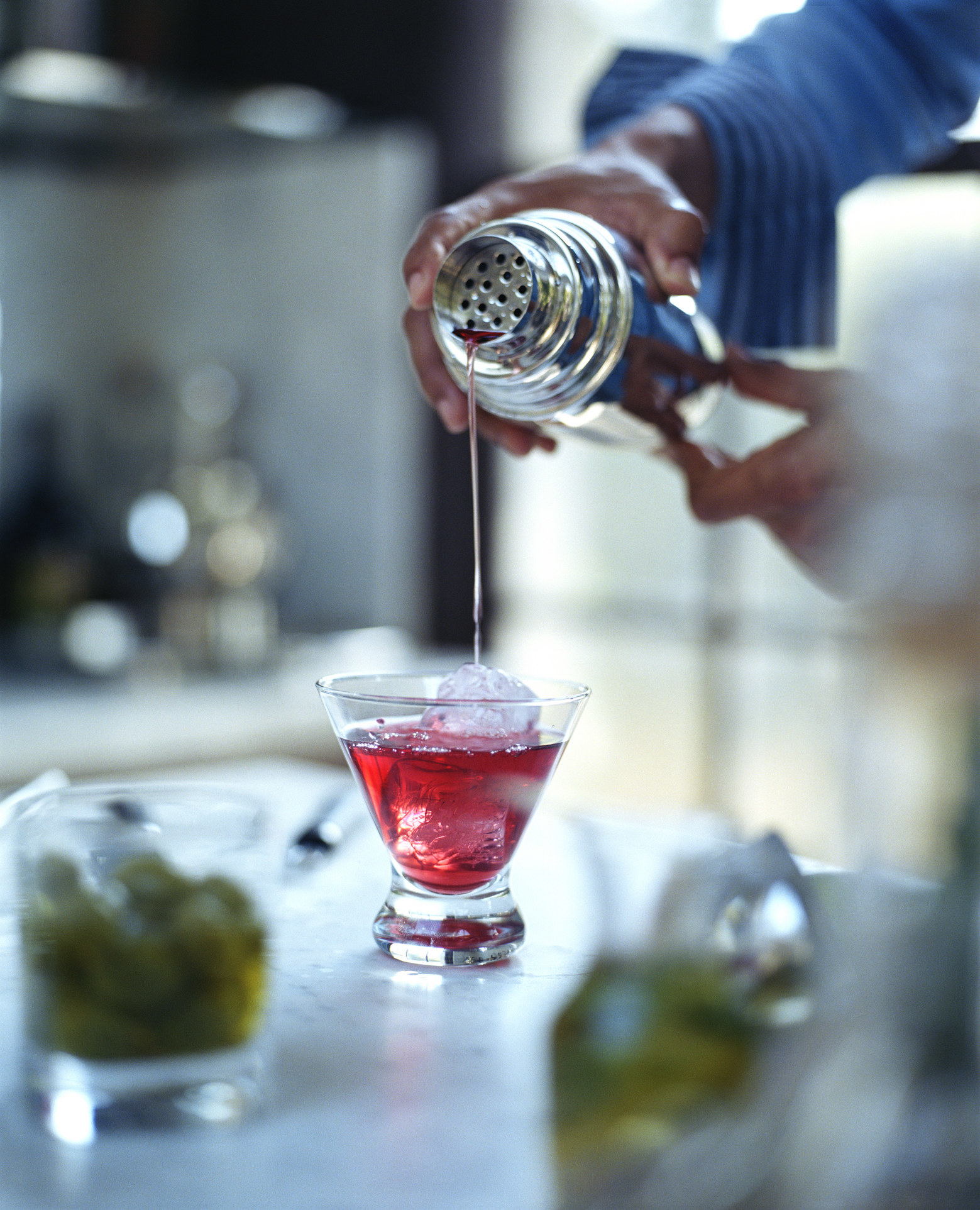 Homemade pomegranate martini cocktail.