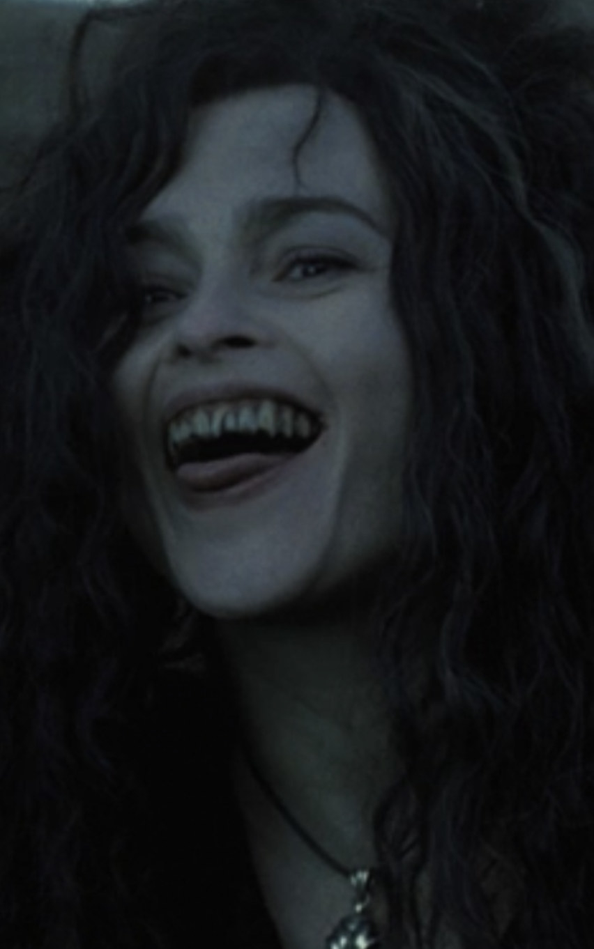 Bellatrix laughing at Neville during the Battle of Hogwarts