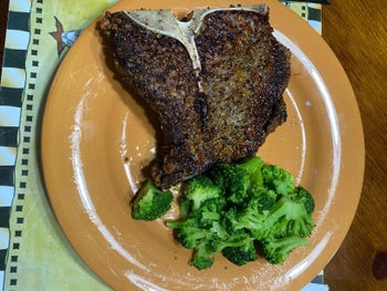 reviewer image of an air fried steak on a plate