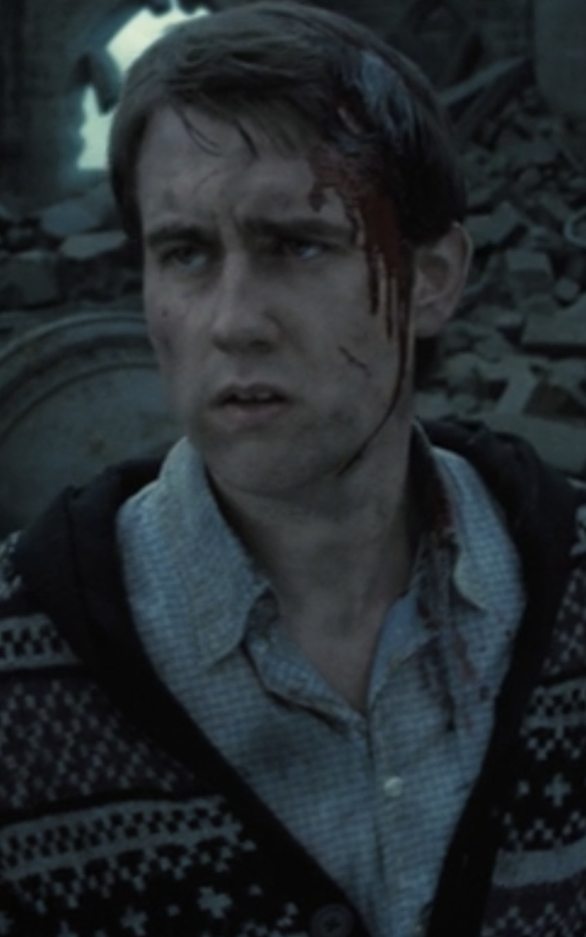 Neville with a bloody ear, ready to fight Voldemort