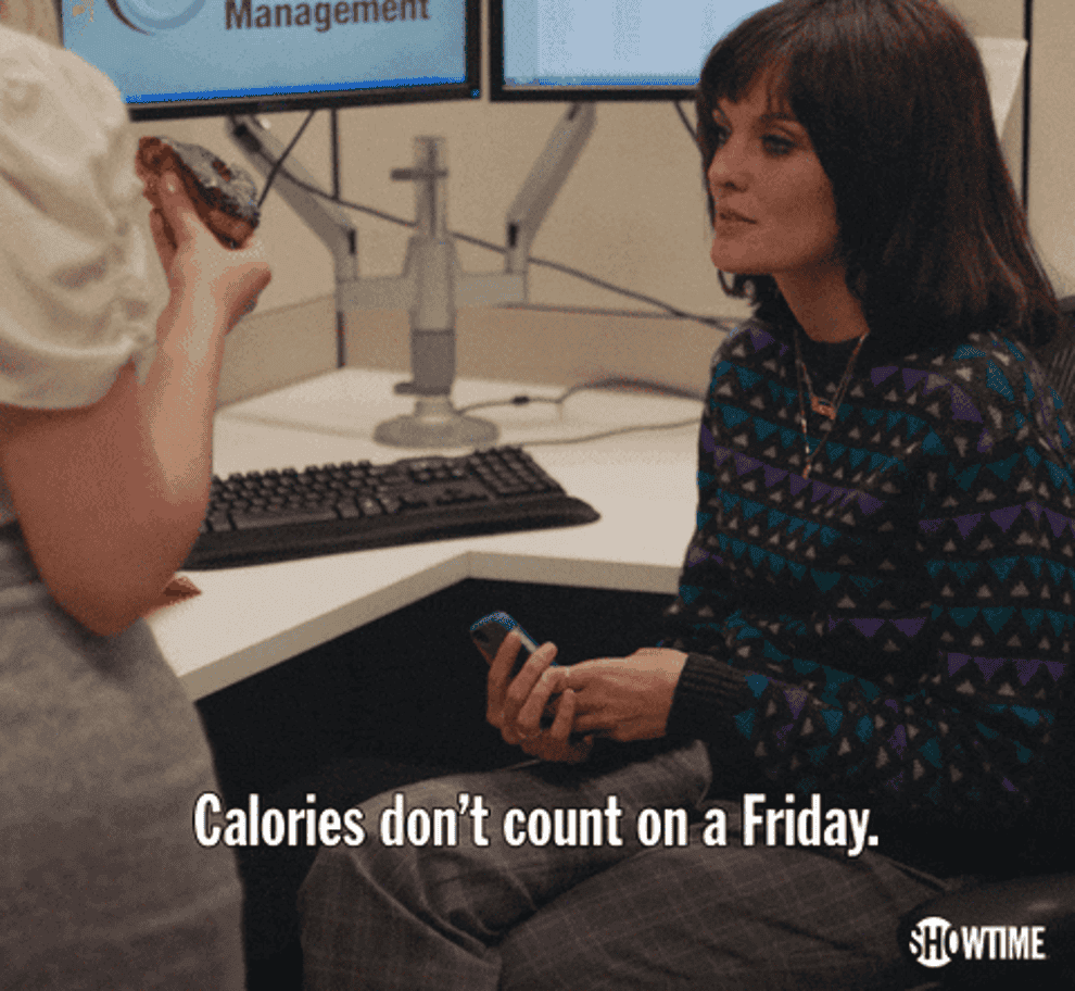 Calories don't count on a Friday gif