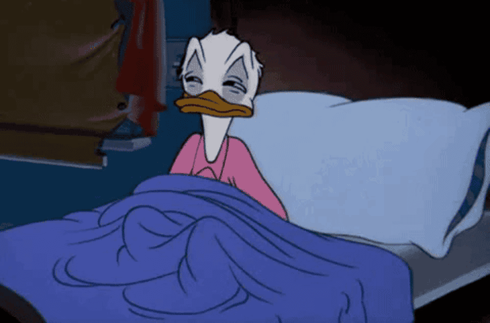 Donald Duck going to bed