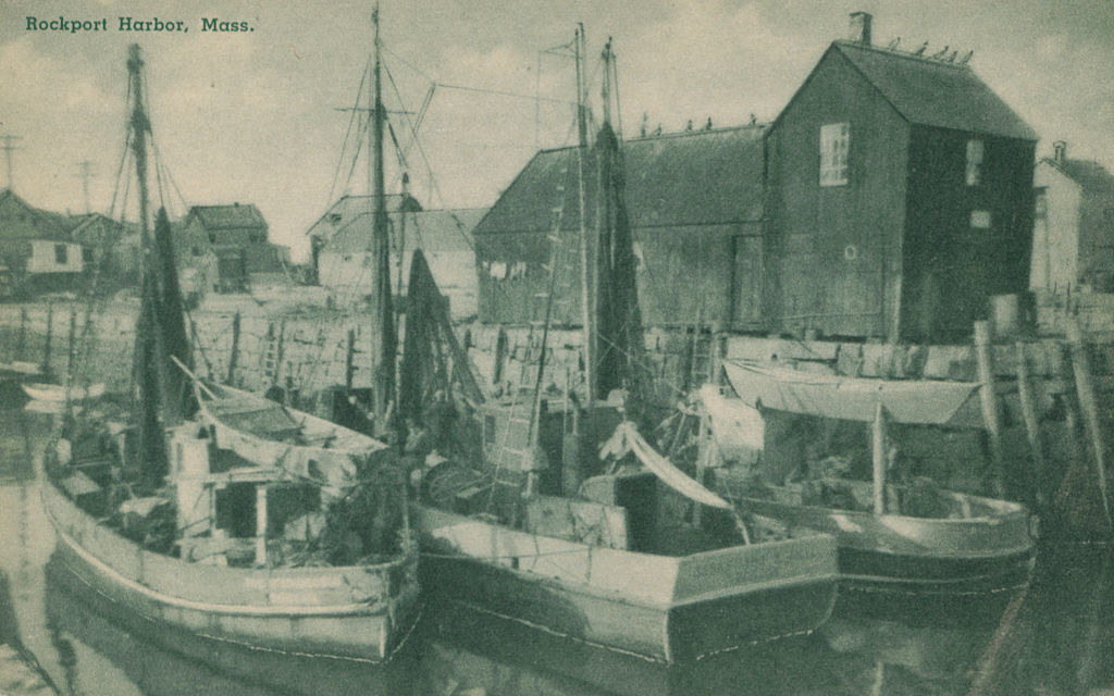 an engraving of Rockport Harbor