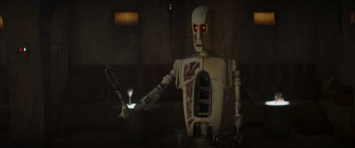 White droid with red eyes