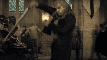 gif of Henry Cavil battling
