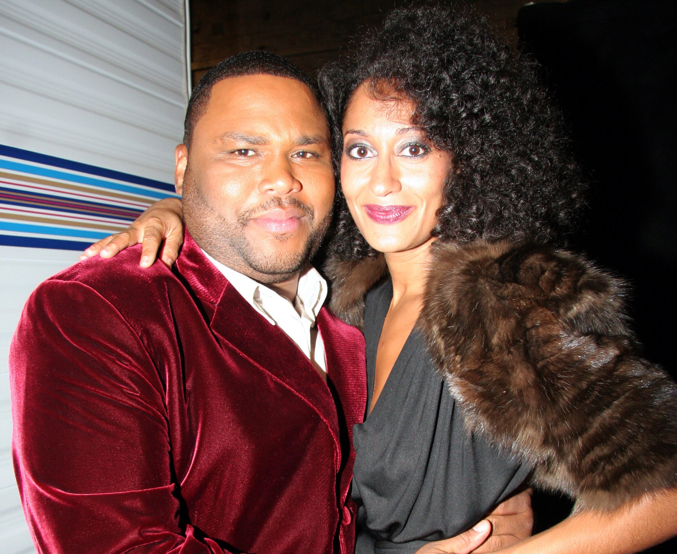 Tracee and Anthony pose together before the award show