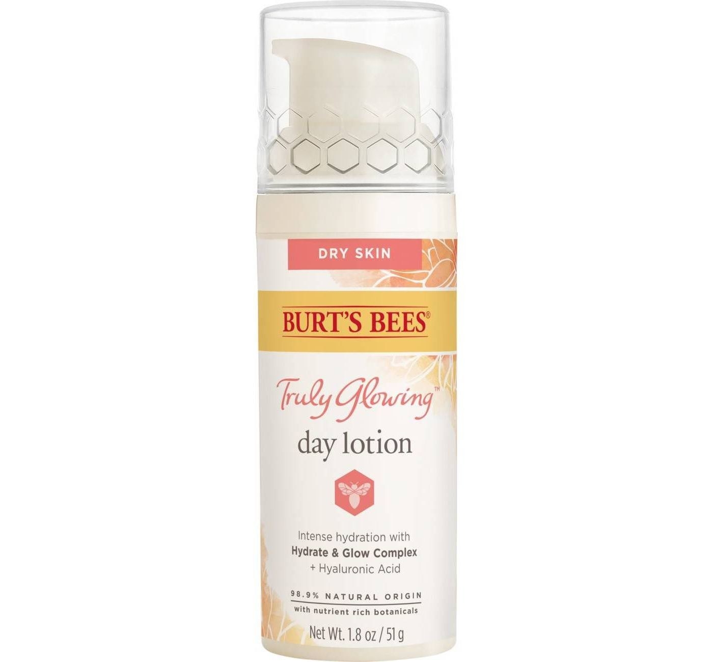 Bottle and dropper of Burt&#x27;s Bees Truly Glowing glow booster facial oil
