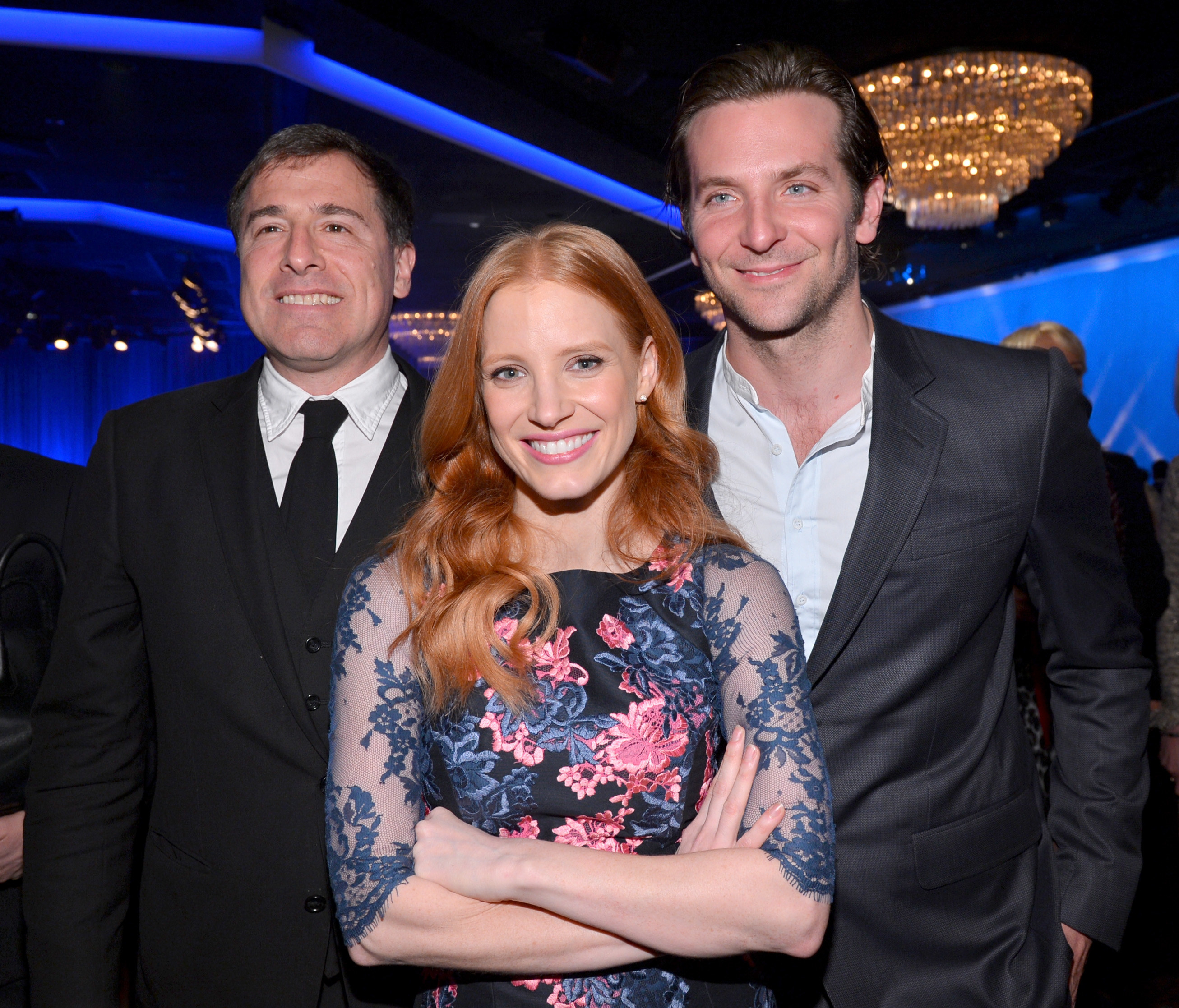 David O. Russell, Jessica Chastain, and Bradley Cooper at the Academy Awards Nominations Luncheon