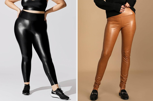  Women's High Waist Faux Leather Leggings Tights