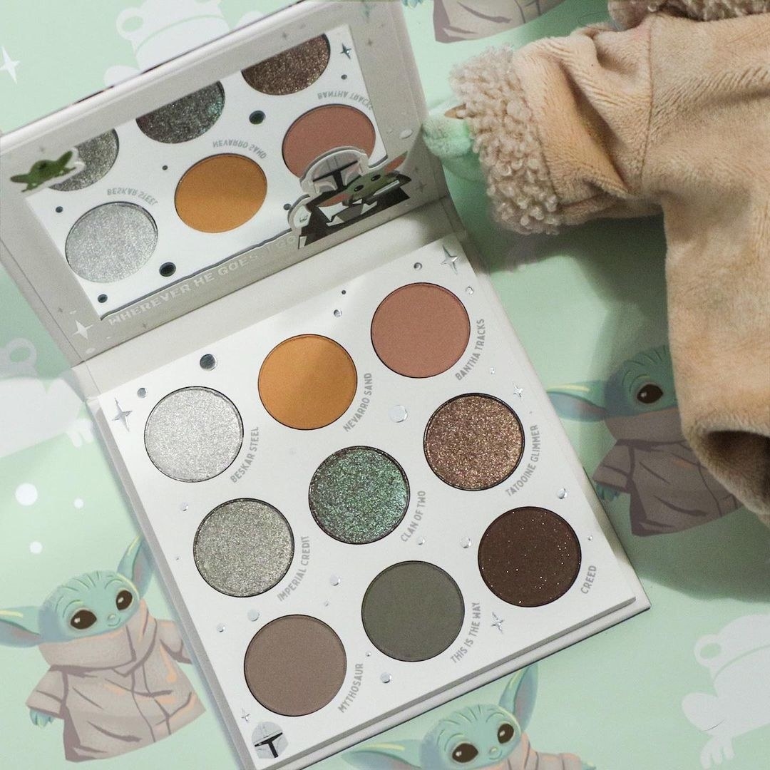 A nine-shade eyeshadow palette with neutrals and earth tones
