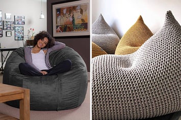 two images of bean bag chairs